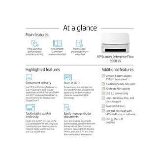 HP Scanjet Enterprise Flow 5000 s5 Dokumentenscanner A4 65 S./Min. USB 3.0 Duplex ADF