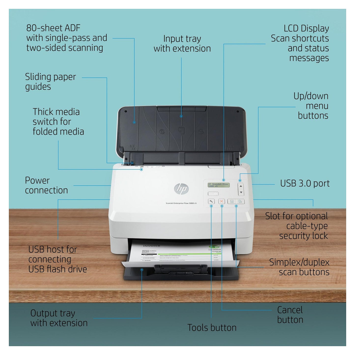 HP Scanjet Enterprise Flow 5000 s5 Dokumentenscanner A4 65 S./Min. USB 3.0 Duplex ADF