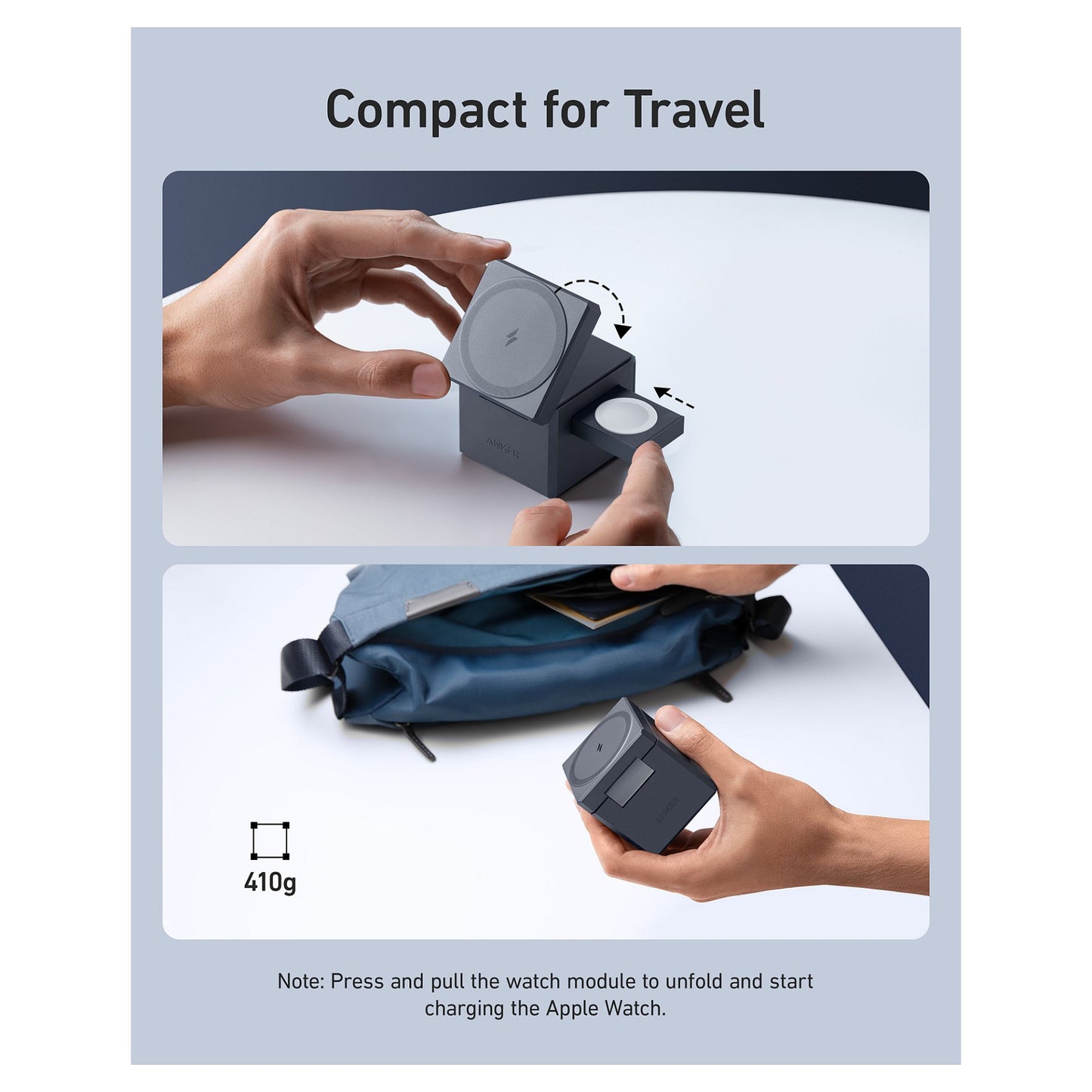 Anker 3-in-1 Charge Cube MagSafe All-in-One-Ladelösung Apple 15W grey