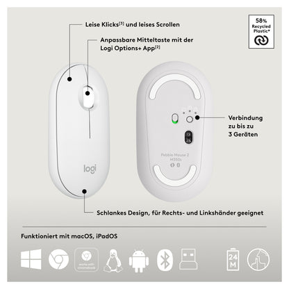Logitech Pebble M350s Wireless Tonal White