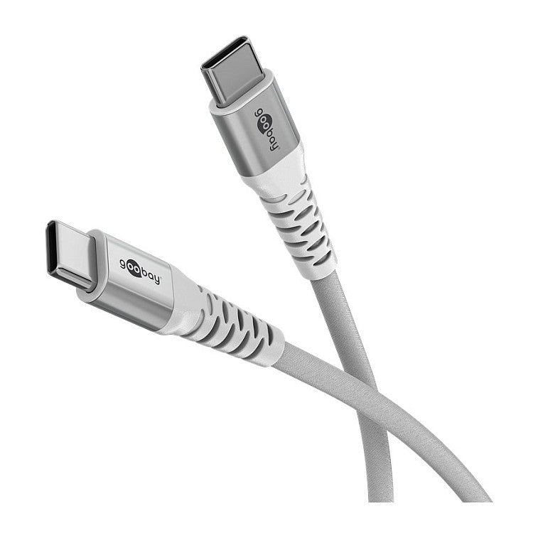 Goobay USB-C (ST-ST) 1m Anschlusskabel Textilmantel Weiß
