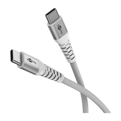 Goobay USB-C (ST-ST) 1m Anschlusskabel Textilmantel Weiß