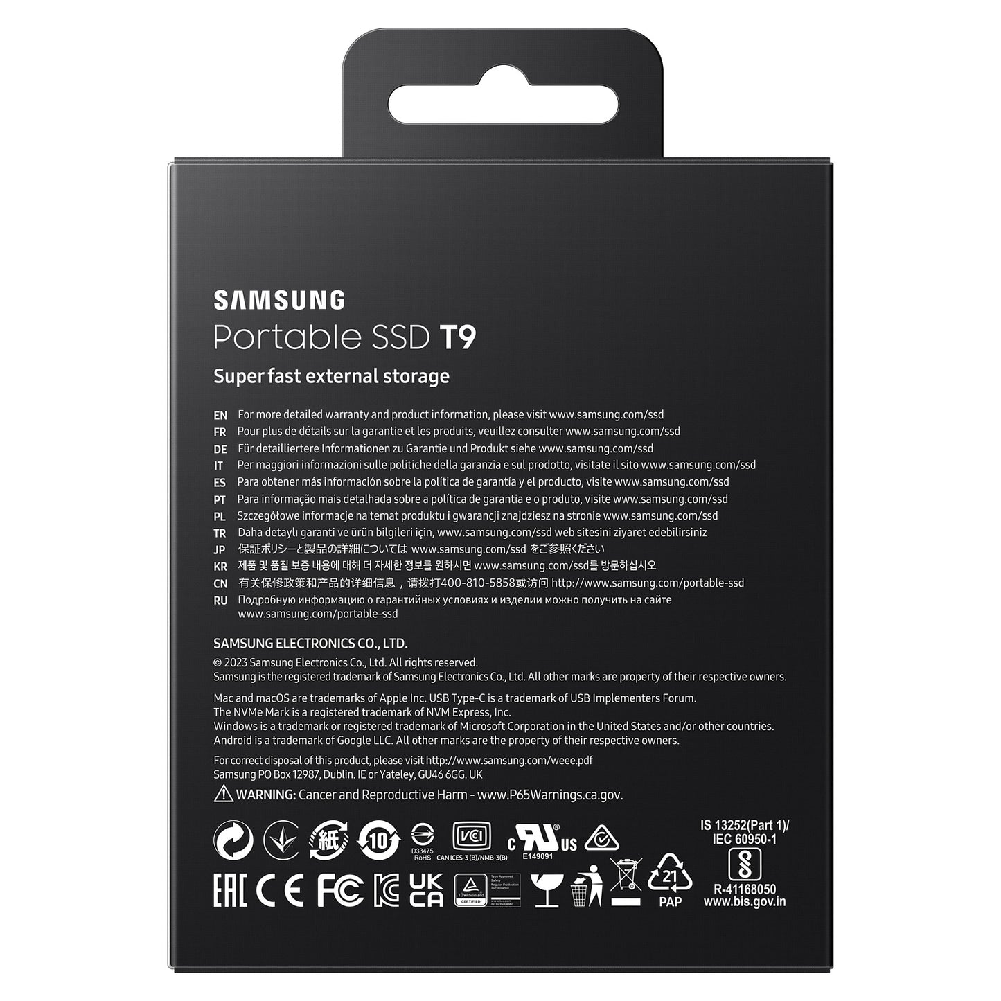 1TB Samsung Portable T9 USB 3.2 Gen2 Black retail