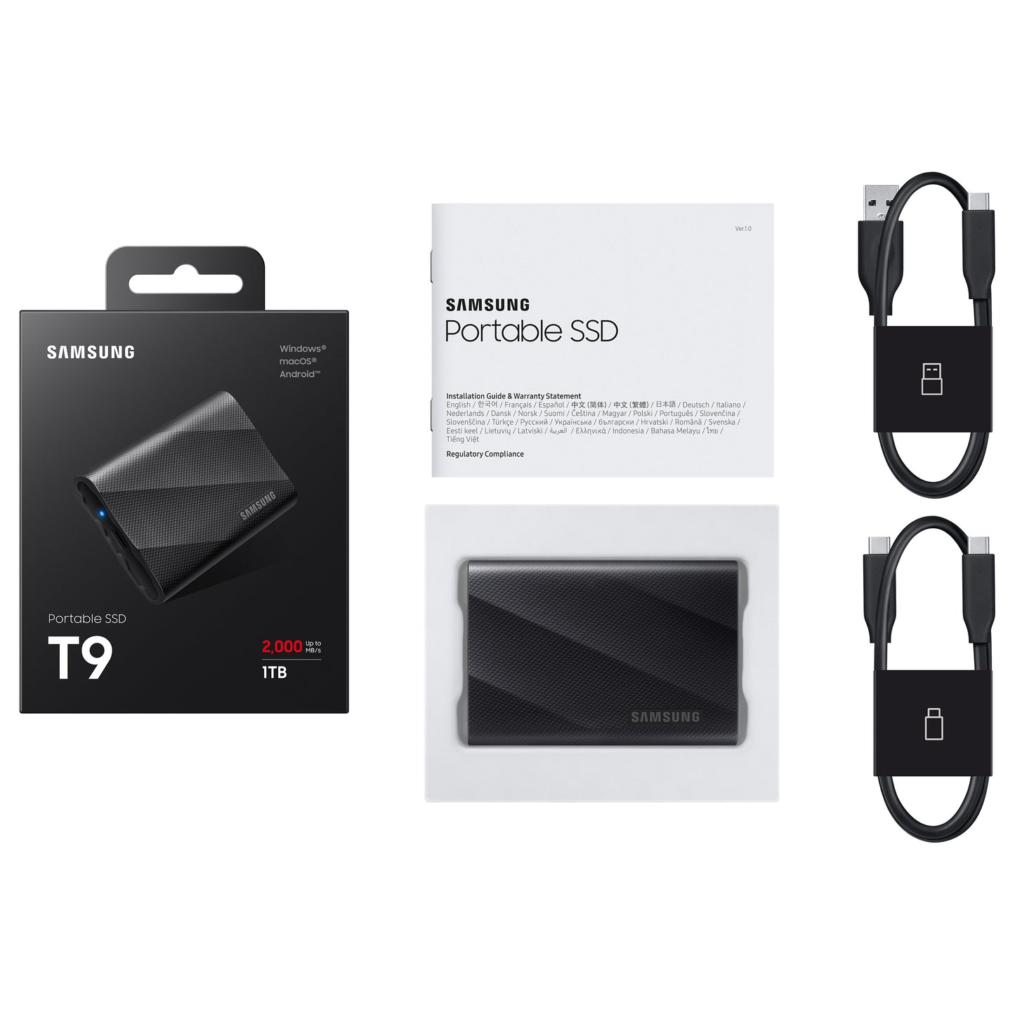 1TB Samsung Portable T9 USB 3.2 Gen2 Black retail