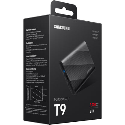 2TB Samsung Portable T9 USB 3.2 Gen2 Schwarz Einzelhandel