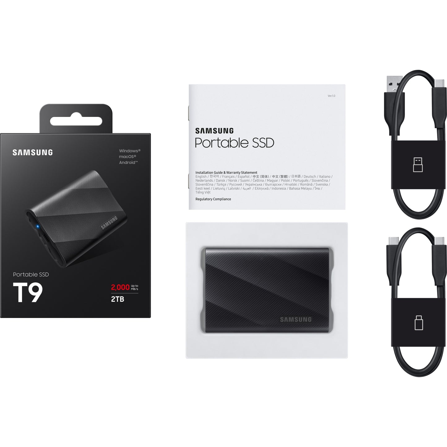 2TB Samsung Portable T9 USB 3.2 Gen2 Schwarz Einzelhandel