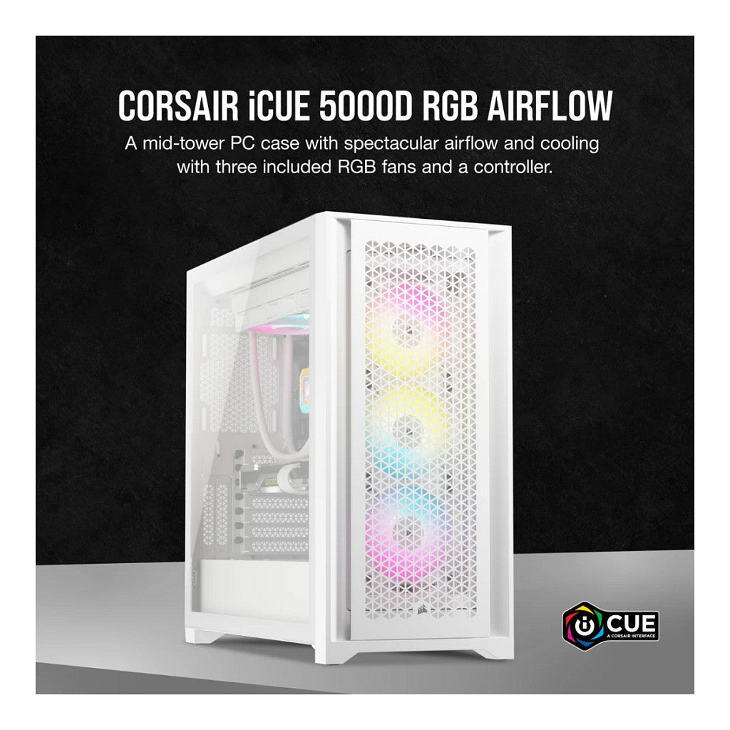 Midi Corsair iCUE 5000D RGB Airflow Window White