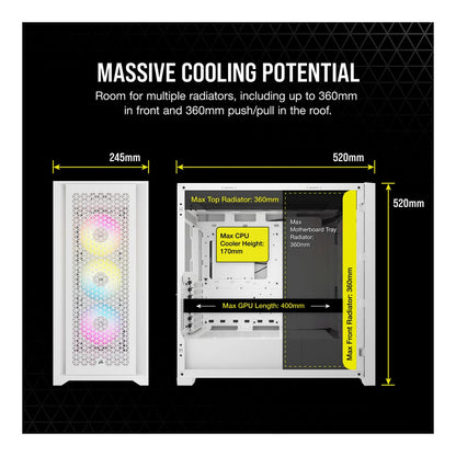 Midi Corsair iCUE 5000D RGB Airflow Window White