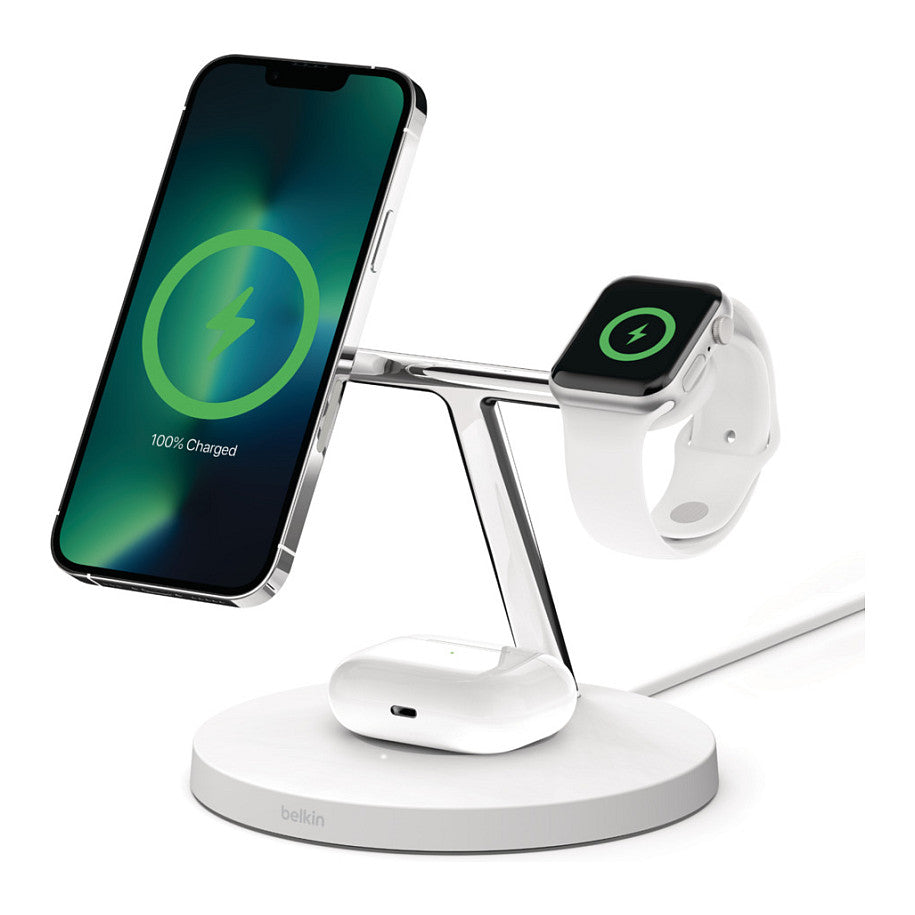 Belkin MagSafe 3-in-1-Ladegerät iPhone 12/13 Serie, weiß