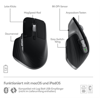 Logitech Master Series MX Master 3S for Mac grau