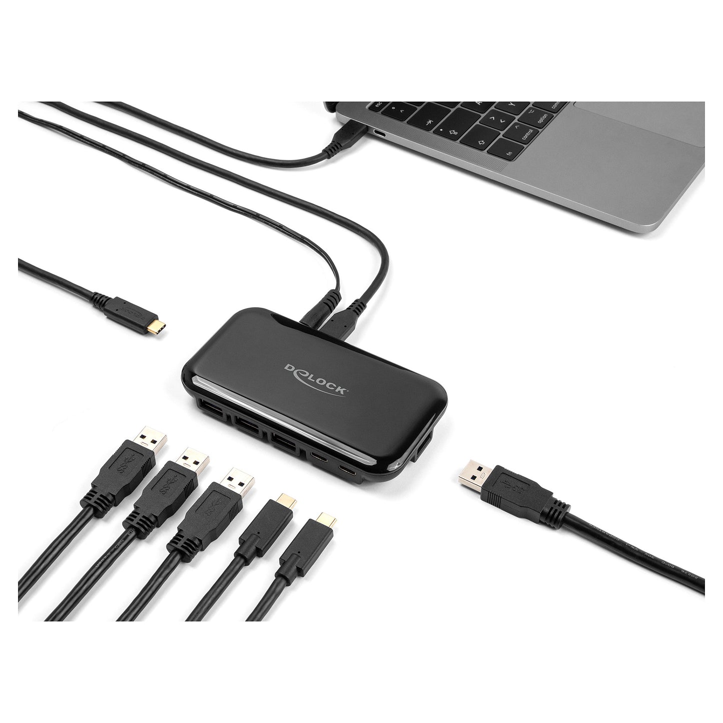 DELOCK 7 Port USB 3.2 Gen 2 Hub mit 4 USB Typ-A und 3 USB Type-C Ports