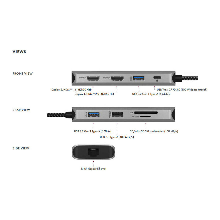 ICY BOX IB-DK4012-CPD USB-C 9-in-1 PD 100W DockingStation