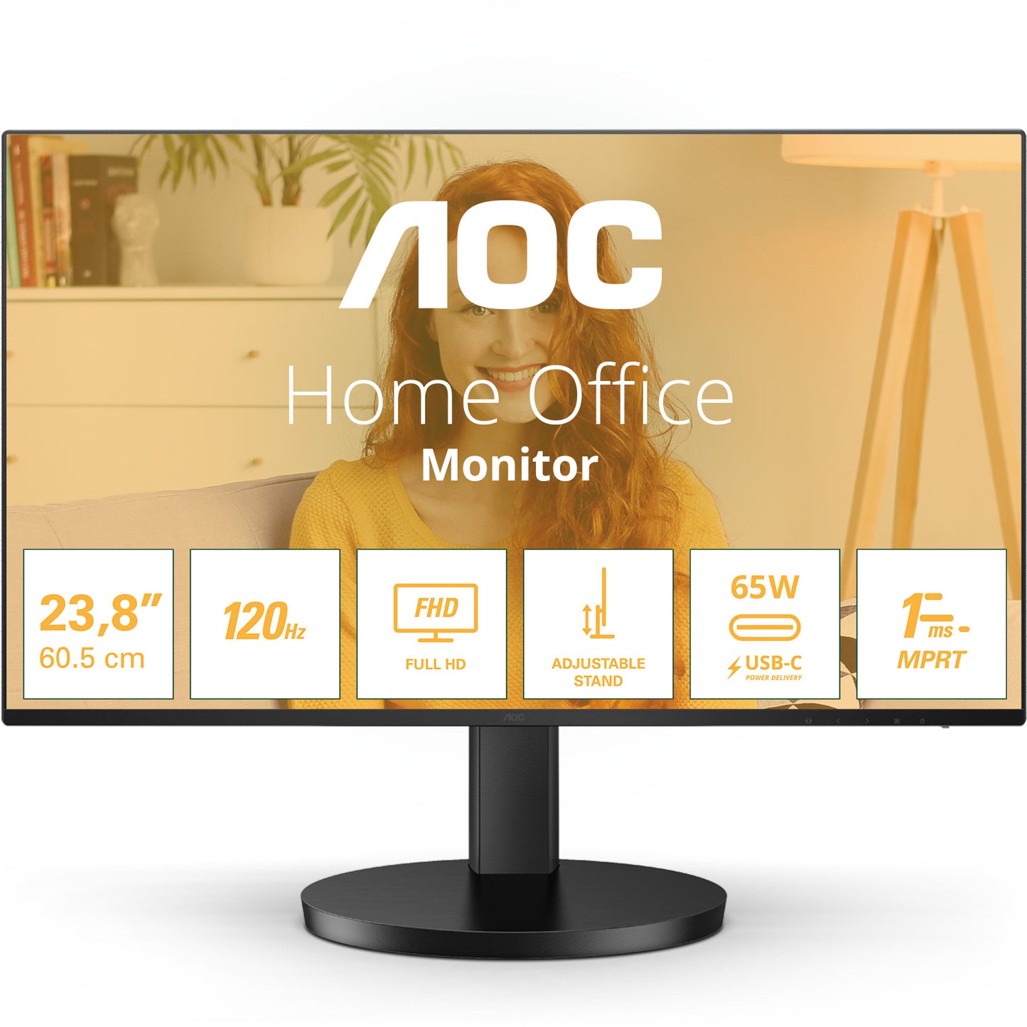 61cm/24" (1920x1080) AOC Basic-line 24B3CF2 16:9 FHD IPS 1ms 100Hz HDMI USB-C Speaker Black