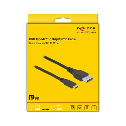 DELOCK Bidirektionales USB Type-C zu DisplayPort Kabel DP Alt Mode 8K 60Hz 1m DP 8K zertifiziert