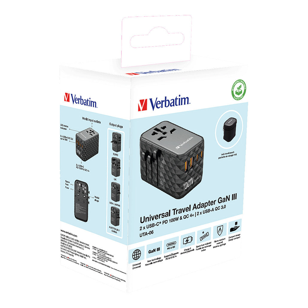 Verbatim UTA-06 100W Universal Reise Ladeadapter GaN III