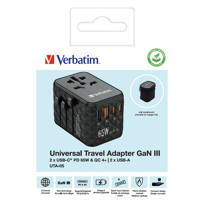 Verbatim UTA-05 65W Universal Reise Ladeadapter GaN III
