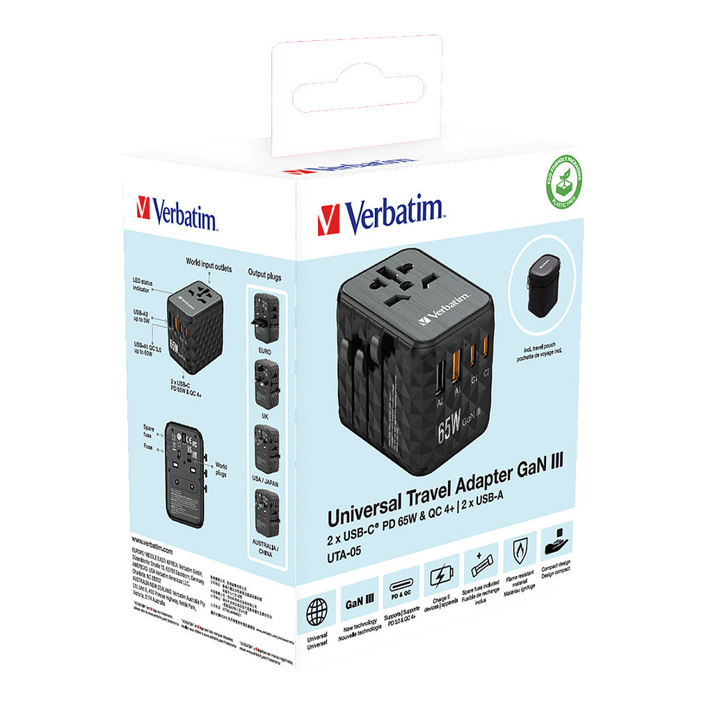 Verbatim UTA-05 65W Universal Reise Ladeadapter GaN III