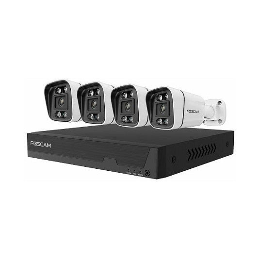 FOSCAM FN9108E-B4-2T Überwachungskameraset 4 Kameras mit Recorder Weiß