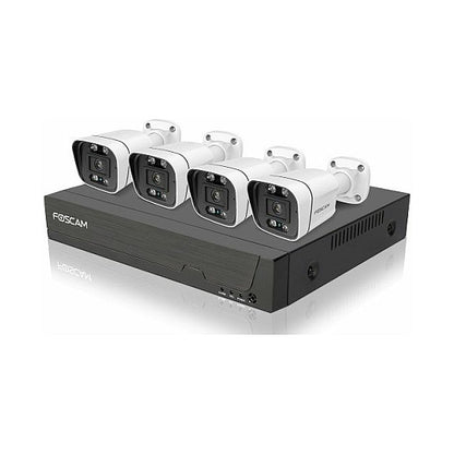 FOSCAM FN9108E-B4-2T Überwachungskameraset 4 Kameras mit Recorder Weiß