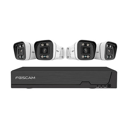 FOSCAM FNA108E-B4-2T Überwachungskameraset 4 Kameras mit Recorder Weiß