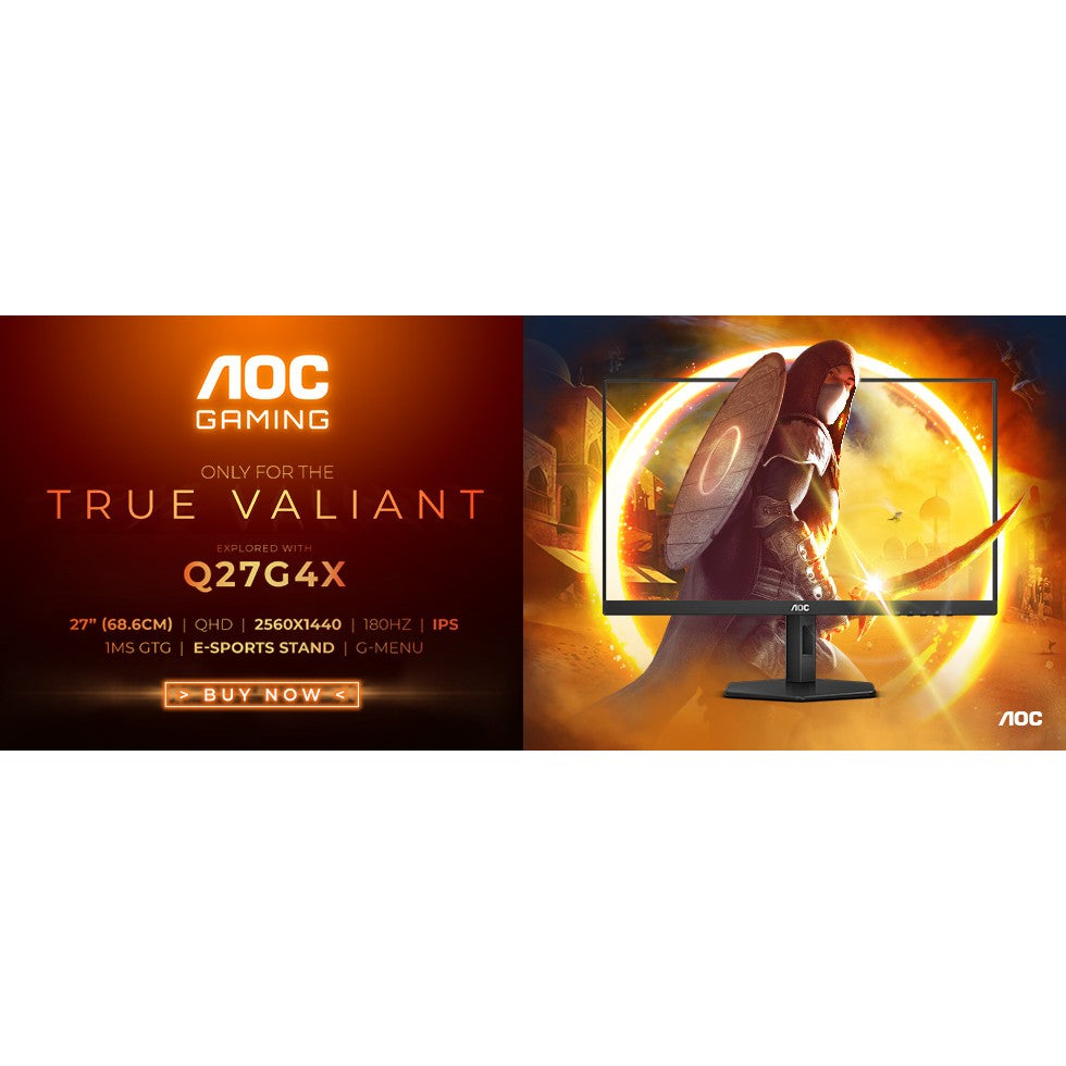 68,6cm/27" (2560x1440) AOC Gaming Q27G4X 16:9 QHD IPS 1ms 180Hz HDR400 HDMI DP Speaker Pivot Black