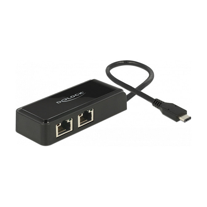 DeLock USB-C > 2x Gigabit LAN (ST-BU) Adapter Schwarz