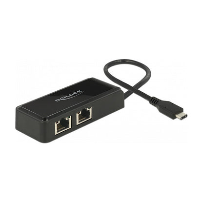DeLock USB-C > 2x Gigabit LAN (ST-BU) Adapter Schwarz