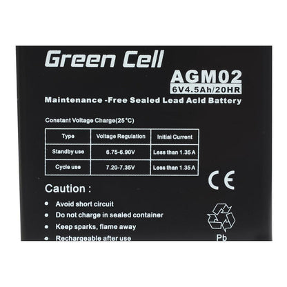 Green Cell Ersatzbatterie AGM02 6V/4,5Ah