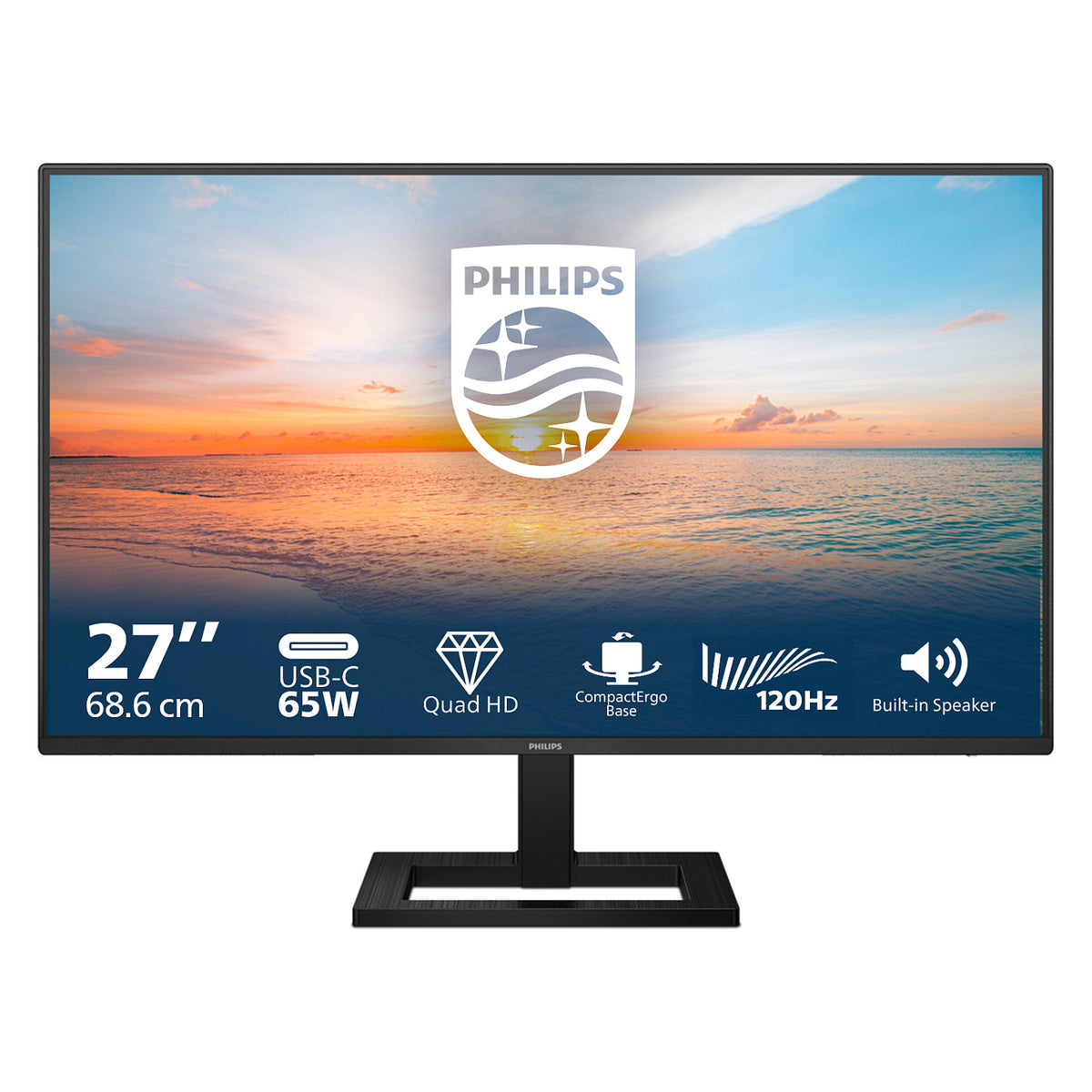 68,6cm/27" (2560x1440) Philips 27E1N1600AE 16:9 QHD IPS 1ms 100Hz HDMI USB-C Speaker Black