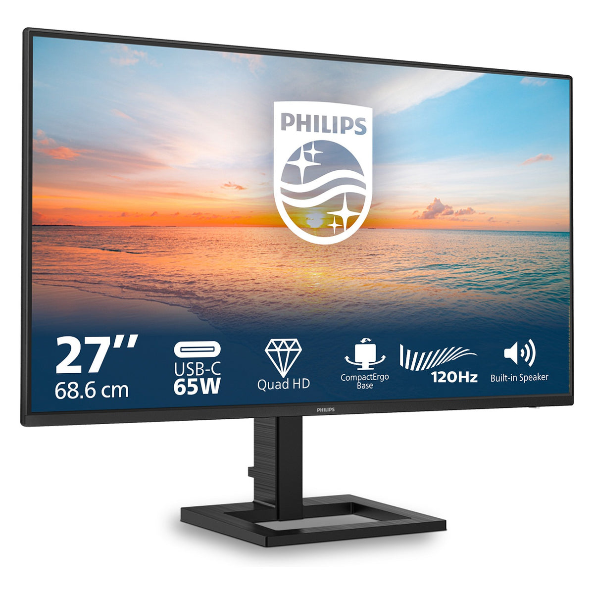 68,6cm/27" (2560x1440) Philips 27E1N1600AE 16:9 QHD IPS 1ms 100Hz HDMI USB-C Speaker Black
