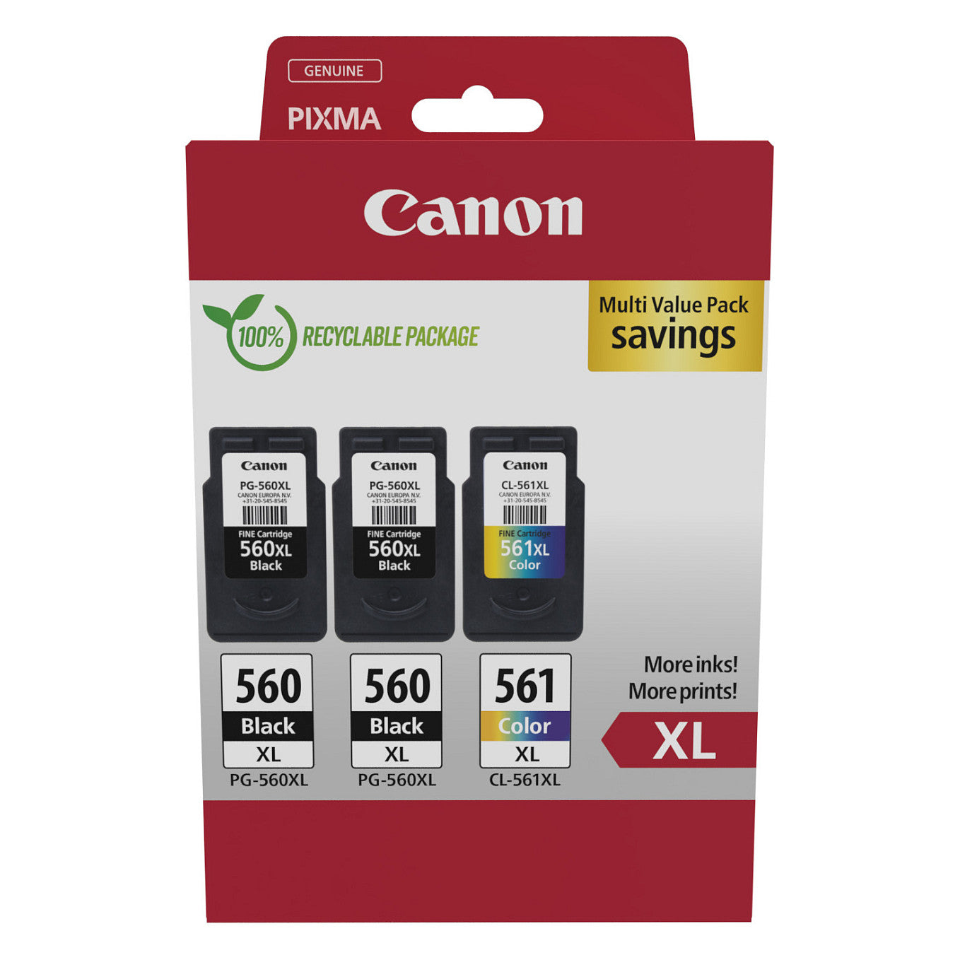 Canon Tinte PG-560XL/CL-561XL 3712C009 3er Multipack (2xBK/Color)