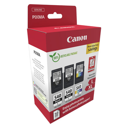 Canon Tinte PG-540L/CL-541XL 5224B015 3er Multipack (2xBK/Color) inkl. Fotopapier