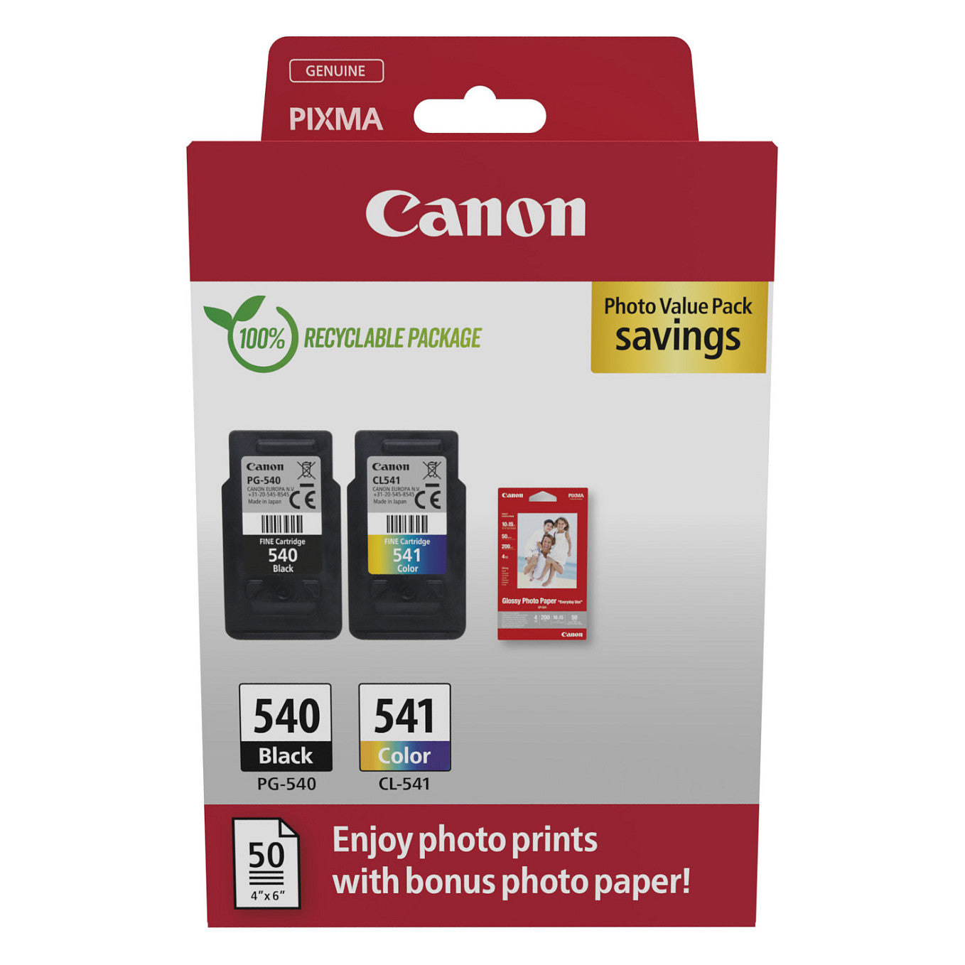 Canon Tinte PG-540/CL-541 5225B013 2er Multipack (BK/Color) inkl. Fotopapier