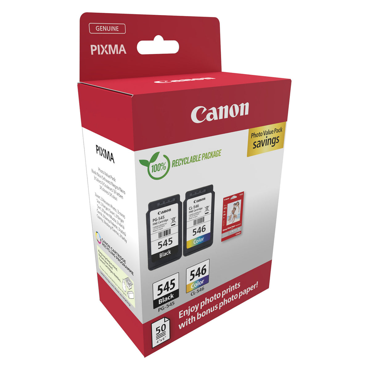 Canon Tinte PG-545/CL-546 8287B008 2er Multipack (BK/Color) inkl. Fotopapier