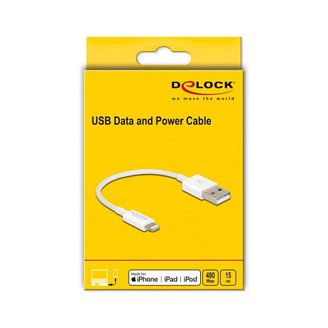 Delock USB 2.0 > Lightning (ST-ST) 0,15m Ladekabel Weiß