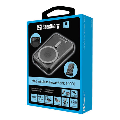 Sandberg 420-94 Mag Wireless Powerbank 10000mAh 22,5W QC3.0 USB-A/USB-C Schwarz