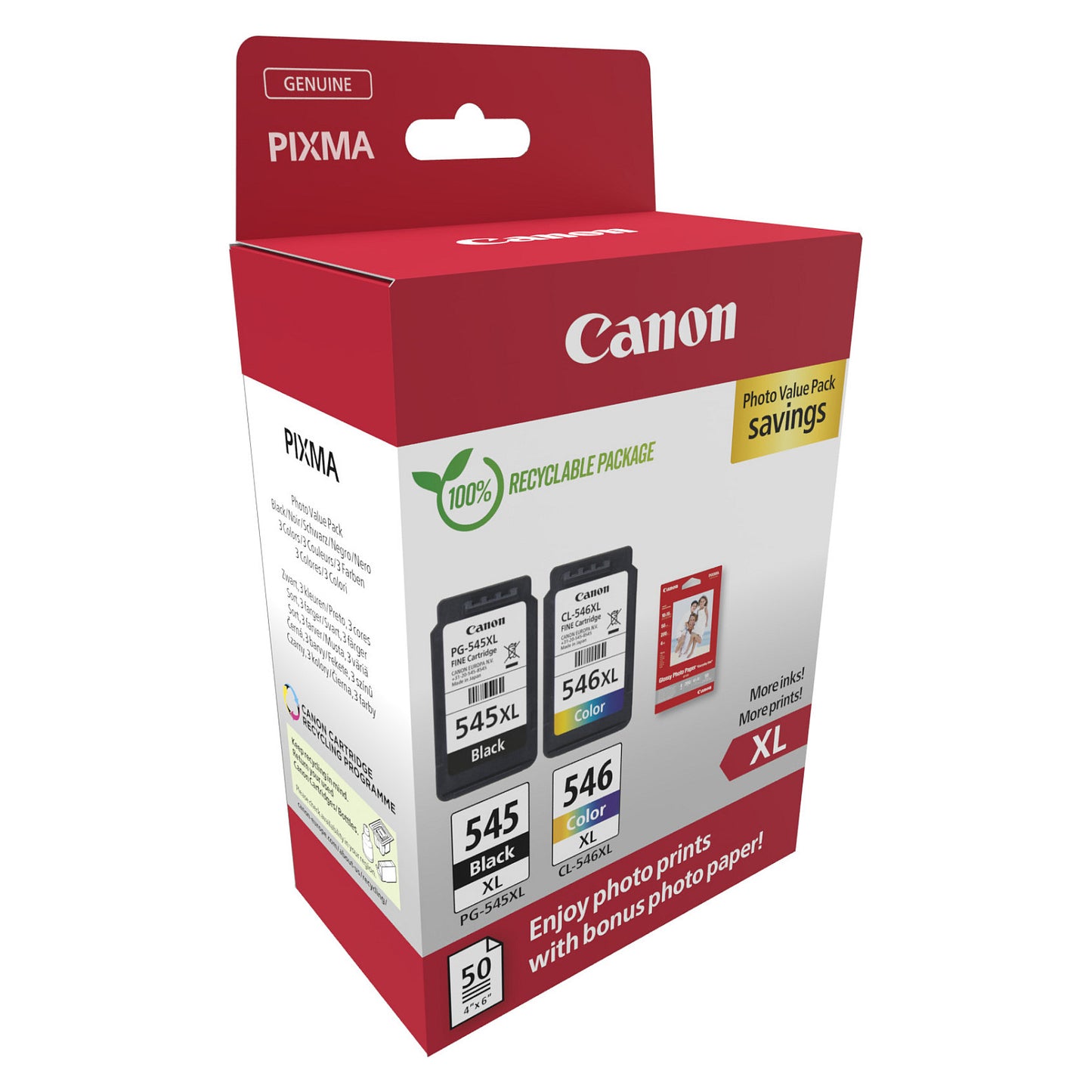 Canon Tinte PG-545XL/CL-546XL 8286B011 2er Multipack inkl. Fotopapier