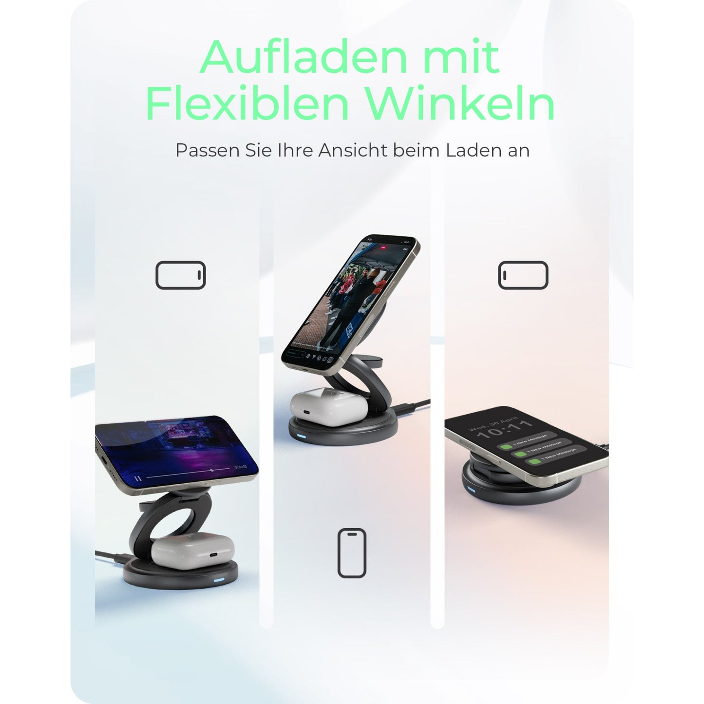 ICY BOX 3-in-1 Magnetische Ladestation Apple Watch/ IPhone/ AirPods Faltbar
