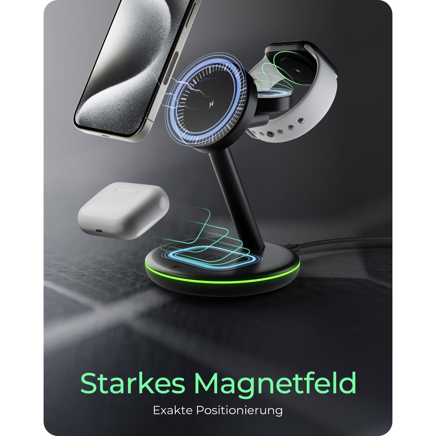 ICY BOX 3-in-1 Magnetische Ladestation Apple Watch/ IPhone/ AirPods