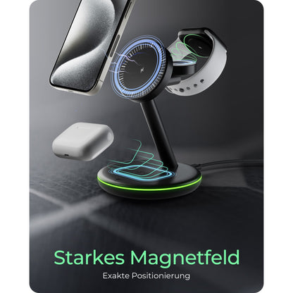 ICY BOX 3-in-1 Magnetische Ladestation Apple Watch/ IPhone/ AirPods
