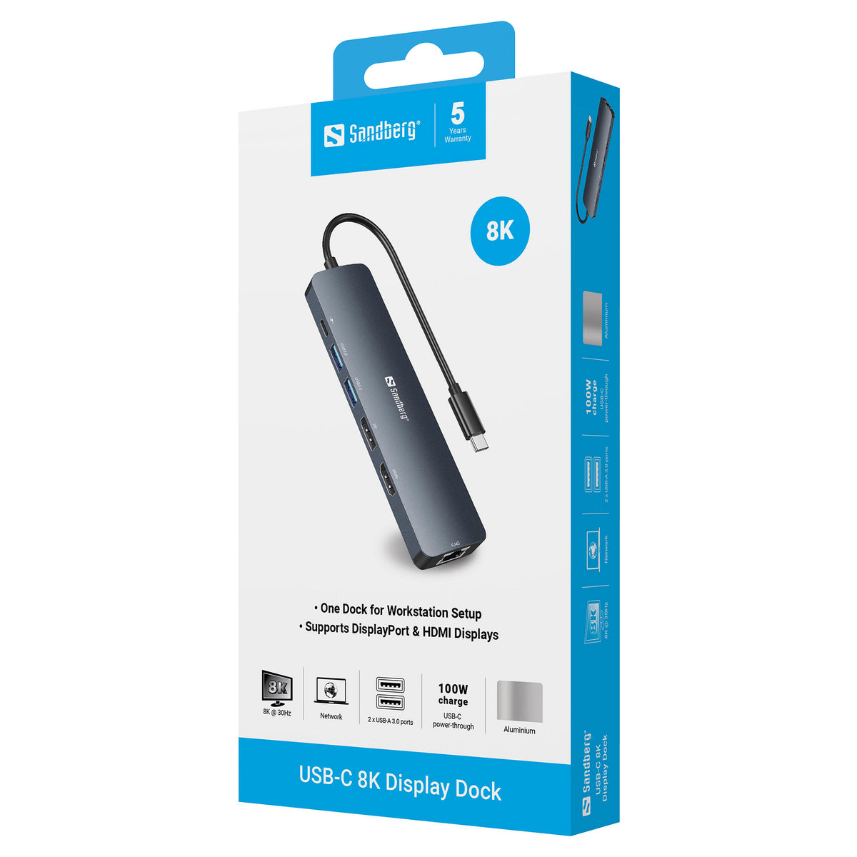 Sandberg 136-43 USB-C 6-in-1 PD 100W 8K DisplayDock