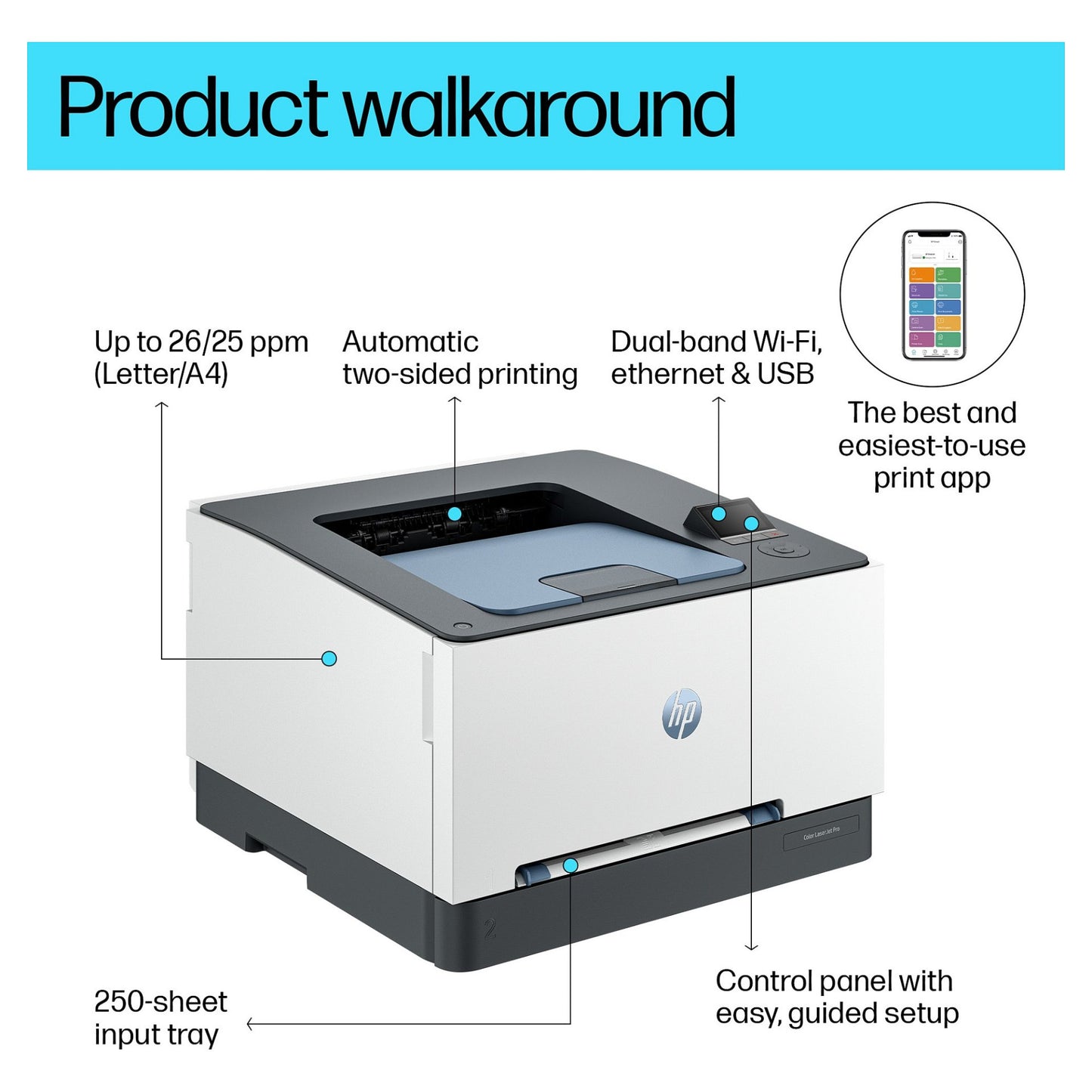 FL HP Color LaserJet Pro 3202dw Farblaserdrucker A4 25 S./Min. LAN WiFi Duplex