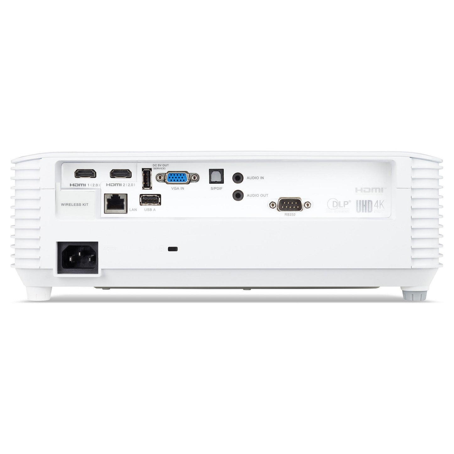 (3840x2160) Acer P5827a DLP 4000-Lumen 16:9 2xHDMI USB A Speaker 4K UHD White