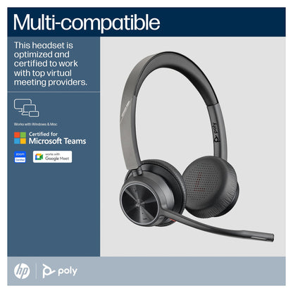 HP Poly Voyager 4320-M Microsoft Teams Certified USB-C Headset +BT700 dongle +Charging Stand (218479-01)