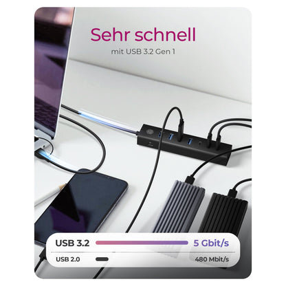 ICY BOX IB-HUB1737-C3 USB-C/USB-A 3.2 HUB 7-Port 4xUSB-A; 3xUSB-C