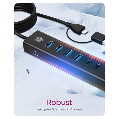 ICY BOX IB-HUB1737-C3 USB-C/USB-A 3.2 HUB 7-Port 4xUSB-A; 3xUSB-C
