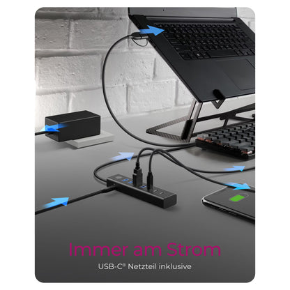 ICY BOX IB-HUB1737-C3 USB-C/USB-A 3.2 HUB 7-Port 4xUSB-A; 3xUSB-C