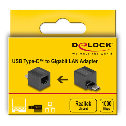 DeLock USB-C > Gigabit LAN RJ45 (ST-BU) Adapter Schwarz