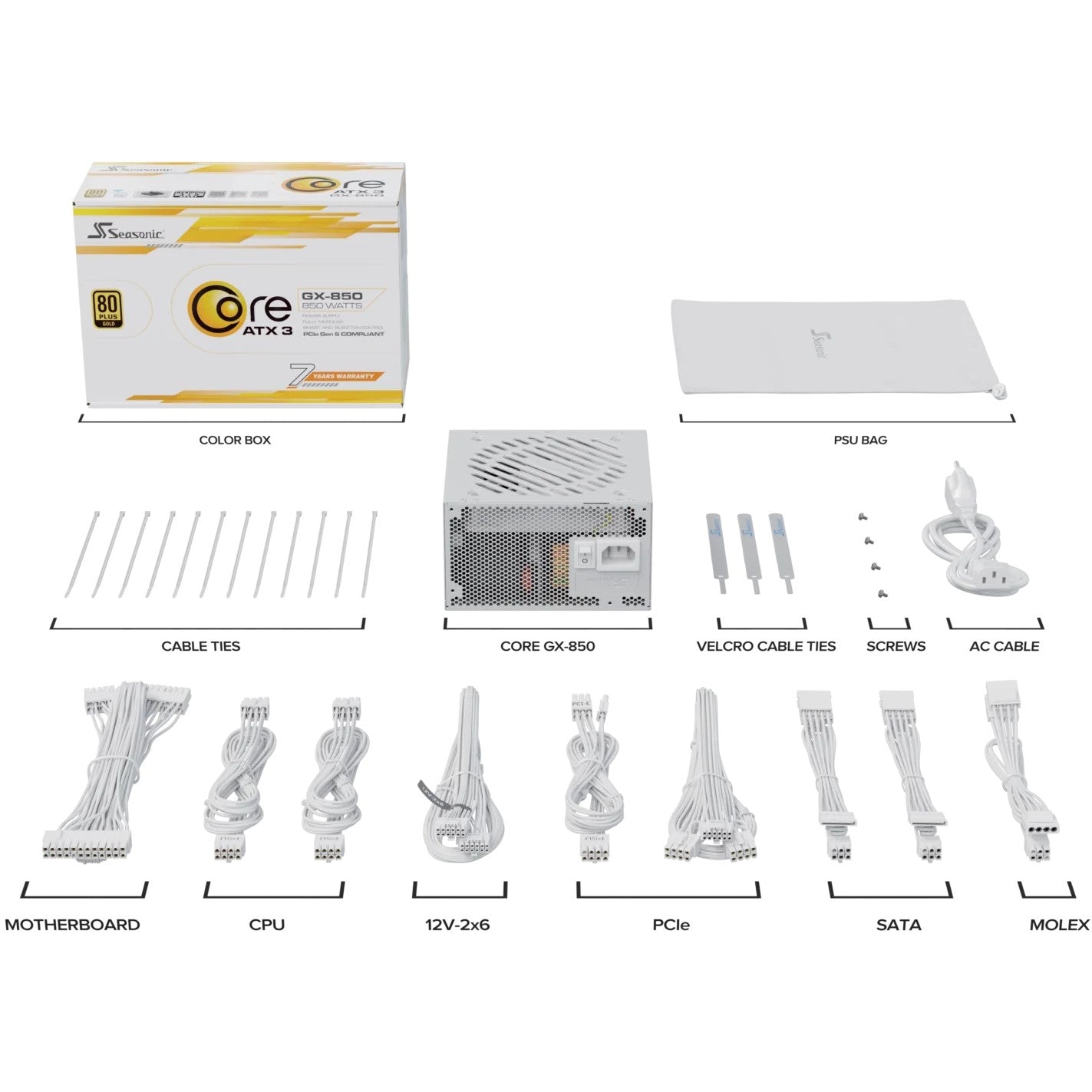 850W Seasonic Core GX-850-V2-WHITE Kabelmanagement