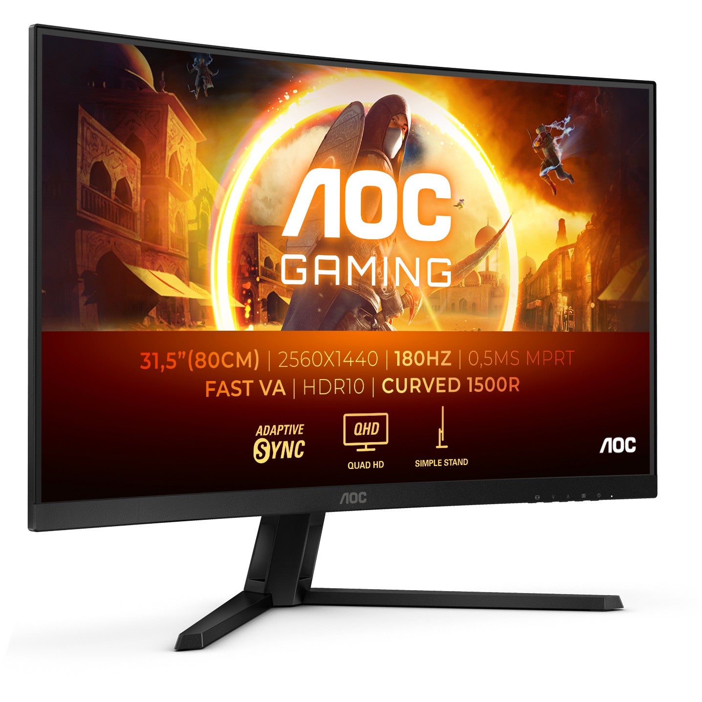 81,3cm/32" (2560x1440) AOC Gaming CQ32G4VE 16:9 QHD Curved FastVA 0,5ms 180Hz HDR10 HDMI DP Black
